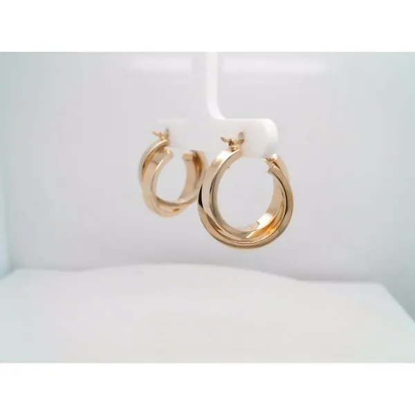 Vintage 14 Karat Yellow Gold Double Hoop Earrings Image 4 John Michael Matthews Fine Jewelry Vero Beach, FL