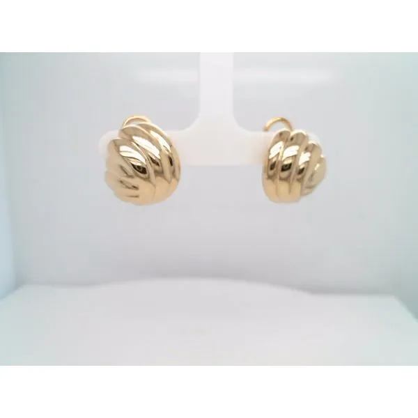 Vintage 18 Karat Yellow Gold Ridged Earrings Image 4 John Michael Matthews Fine Jewelry Vero Beach, FL