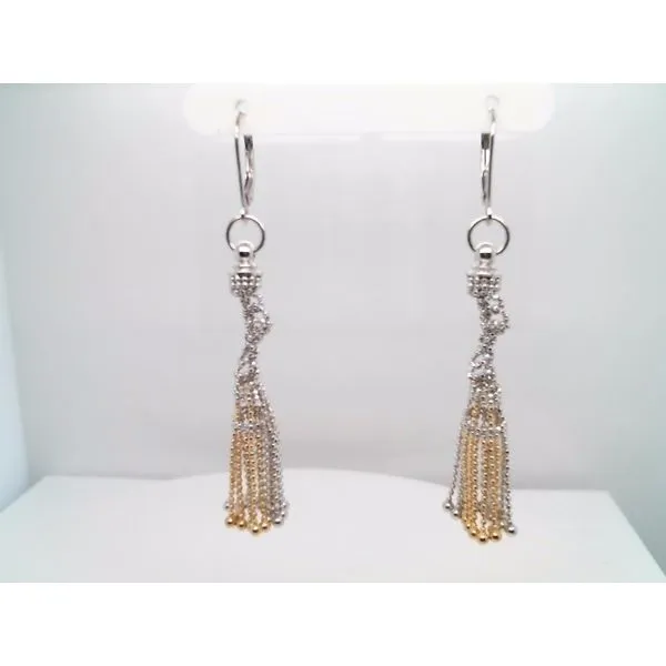 Vintage 14 Karat Yellow & White Gold Diamond Cut Sparkle Twist Earrings Image 2 John Michael Matthews Fine Jewelry Vero Beach, FL