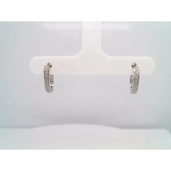 Vintage 14 Karat White Gold Beaded Hoop With Sapphire & Diamond  
