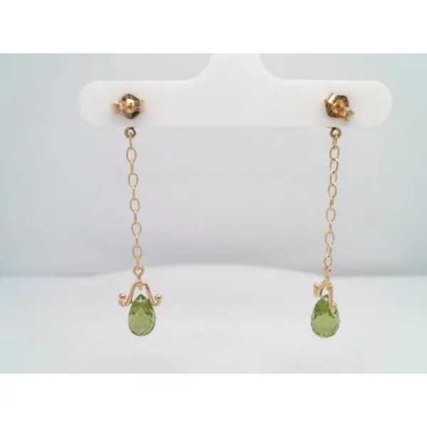 Vintage 14 Karat Yellow Gold Peridot Briolette Dangle Earrings Image 3 John Michael Matthews Fine Jewelry Vero Beach, FL