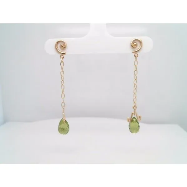 Vintage 14 Karat Yellow Gold Peridot Briolette Dangle Earrings John Michael Matthews Fine Jewelry Vero Beach, FL