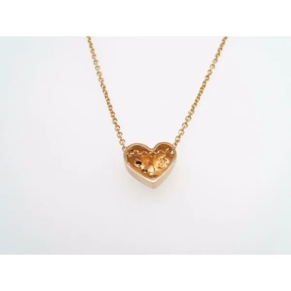 Vintage 14 Karat Yellow Gold Heart Shaped Diamond Necklace With Diamonds 15.5