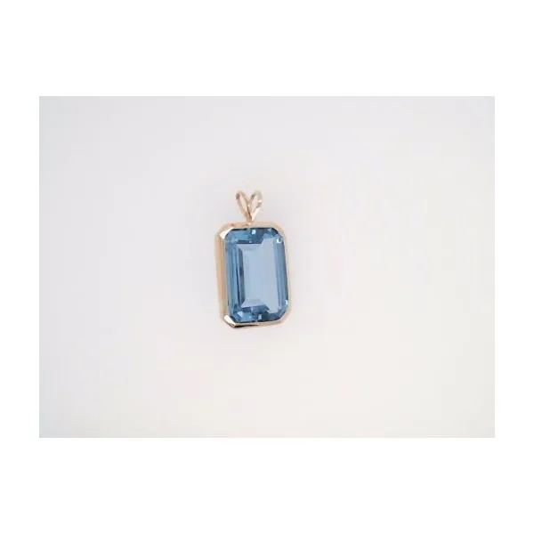 Vintage 14 Karat Yellow Gold Bezel Set Emerald Cut Synthetic Spinel Pendant John Michael Matthews Fine Jewelry Vero Beach, FL