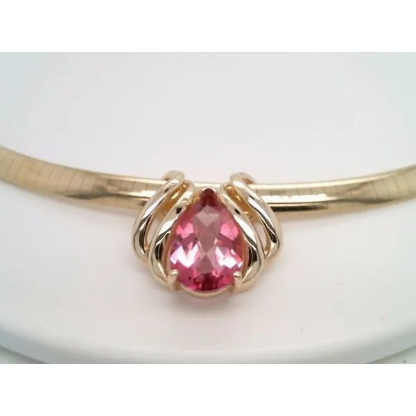 Vintage 14 Karat Yellow Gold Pear Shaped Pink Topaz Slide Pendant Image 2 John Michael Matthews Fine Jewelry Vero Beach, FL