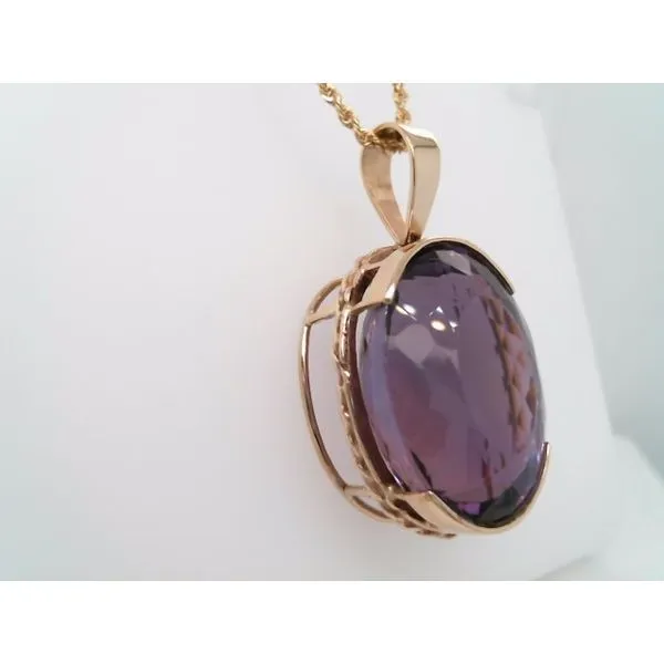 Vintage 14 Karat Yellow Gold Half Bezel Set Amethyst Solitaire Pendant Image 3 John Michael Matthews Fine Jewelry Vero Beach, FL