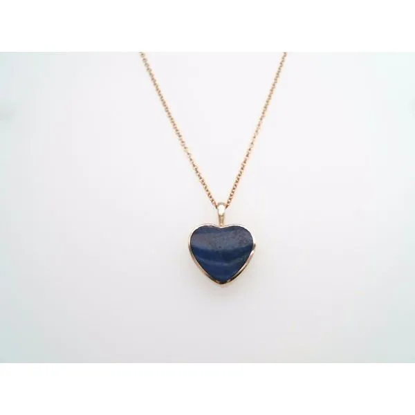 Vintage 14 Karat Yellow Gold Lapis Heart Pendant Image 2 John Michael Matthews Fine Jewelry Vero Beach, FL