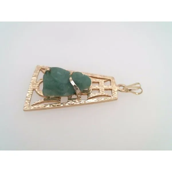 Vintage 14 Karat Yellow Gold Carved Adventurine Buddha Charm Pendant Image 4 John Michael Matthews Fine Jewelry Vero Beach, FL