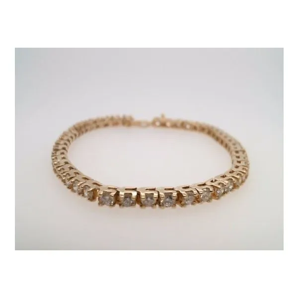 Vintage 14 Karat Yellow Gold Prong Set Diamond Line Bracelet 7.25