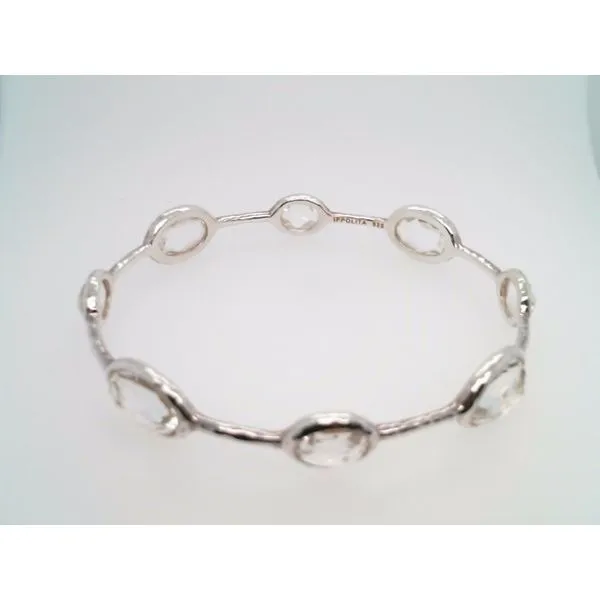 Vintage Sterling Silver 8 Station Rock Crystal Bangle Bracelet John Michael Matthews Fine Jewelry Vero Beach, FL