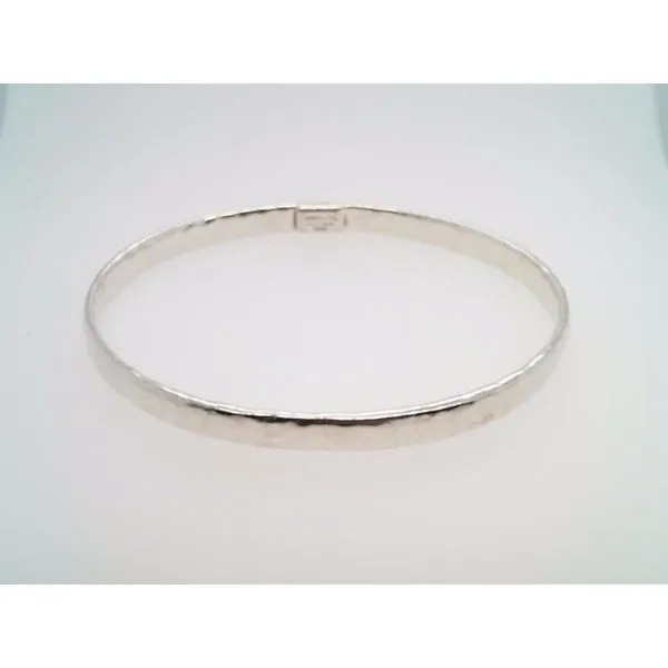 Vintage Sterling Silver 5 Mm Flat Hammered Finish Bangle Bracelet John Michael Matthews Fine Jewelry Vero Beach, FL