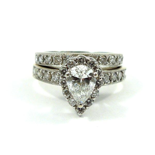 Pear Cut Diamond Halo Engagement Ring Joint Venture Jewelry Cary, NC