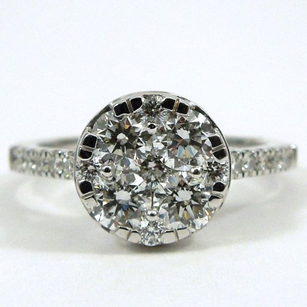 Round Cut Diamond Cluster Engagement Ring Joint Venture Jewelry Cary, NC