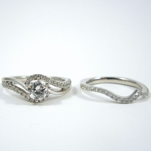 Diamond Engagement Ring with Matching Wedding Band Image 2 Joint Venture Jewelry Cary, NC