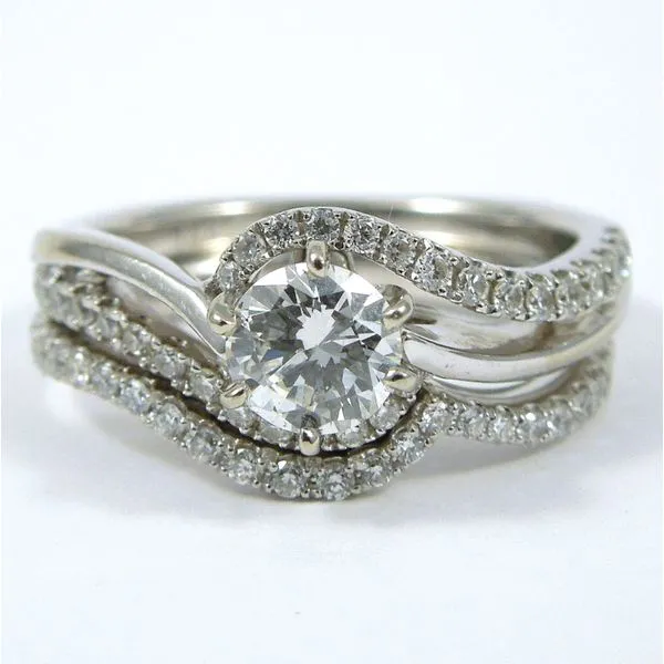 Diamond Engagement Ring with Matching Wedding Band Joint Venture Jewelry Cary, NC