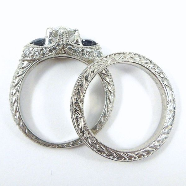 Varna Platinum Diamond & Sapphire Engagement Set Image 3 Joint Venture Jewelry Cary, NC