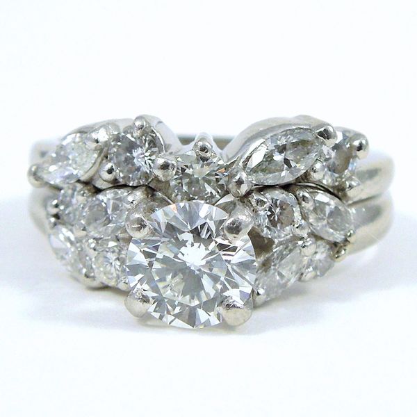 Platinum Diamond Engagement Ring & Wedding Band Set Joint Venture Jewelry Cary, NC