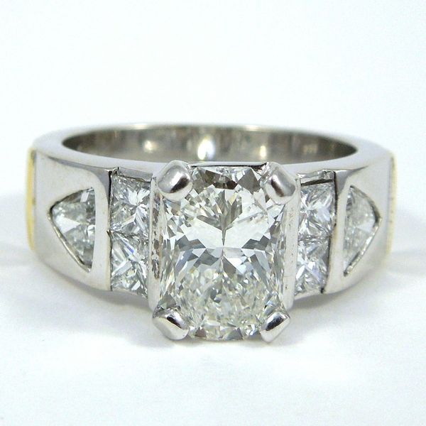 Modified Emerald Cut Diamond Engagement Ring Set Image 2 Joint Venture Jewelry Cary, NC
