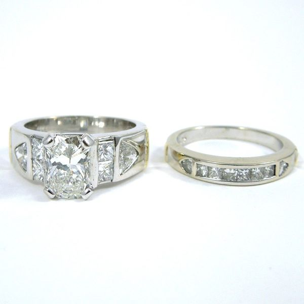 Modified Emerald Cut Diamond Engagement Ring Set Image 3 Joint Venture Jewelry Cary, NC