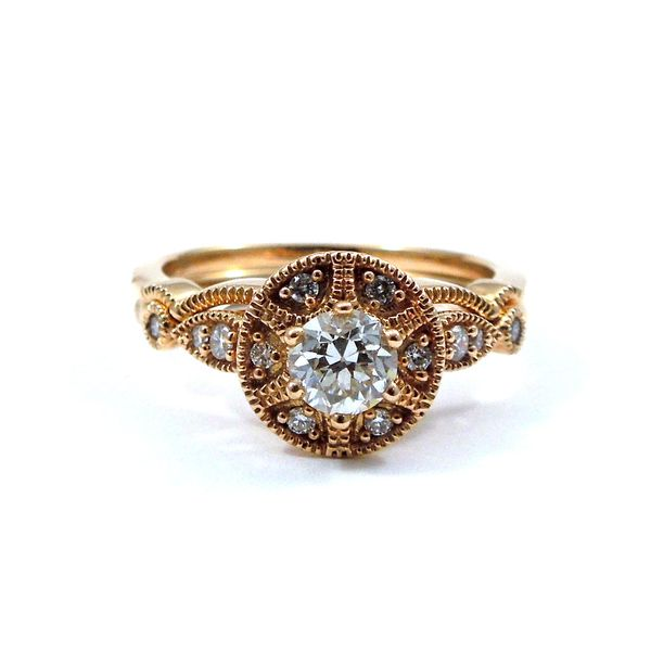 Rose Gold Diamond Engagement Ring Set Joint Venture Jewelry Cary, NC