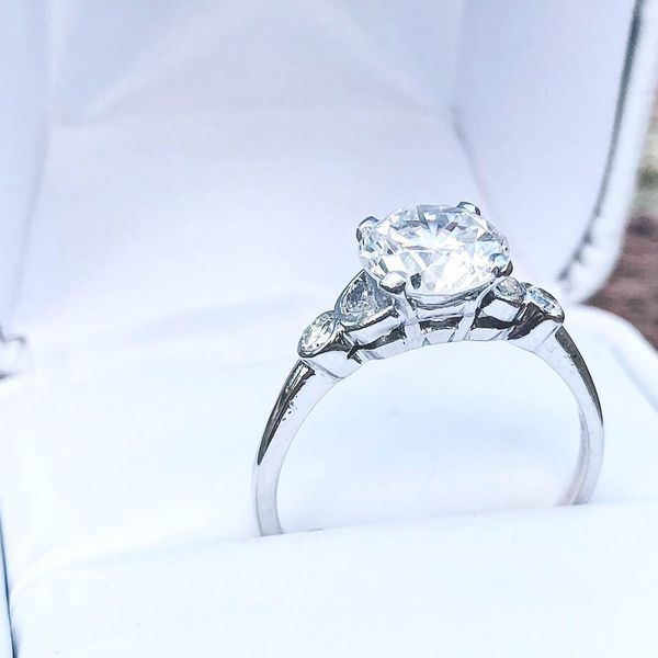 Diamond Engagement Ring with Half Moon Cut Accents Image 3 Joint Venture Jewelry Cary, NC