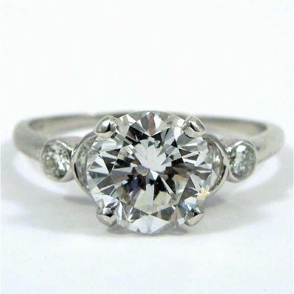 Diamond Engagement Ring with Half Moon Cut Accents Joint Venture Jewelry Cary, NC