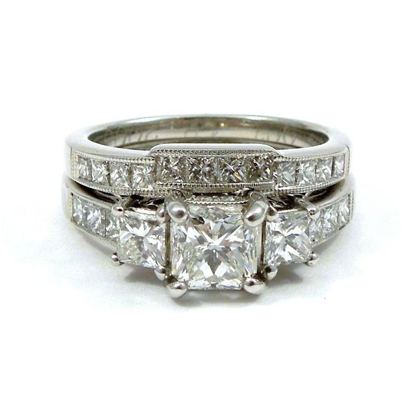 Cut Corner Square Engagement Ring Set Joint Venture Jewelry Cary, NC
