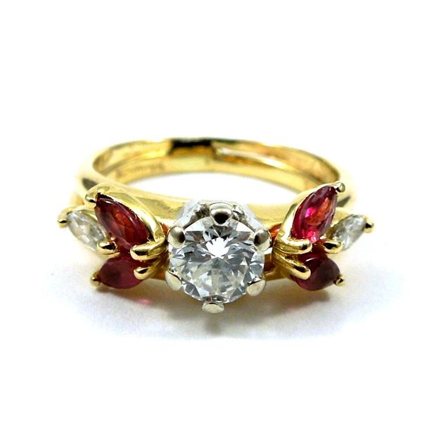 Diamond Engagement Ring with Ruby Wrap Joint Venture Jewelry Cary, NC