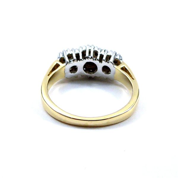 Three Stone Diamond Halo Engagement Ring Image 3 Joint Venture Jewelry Cary, NC