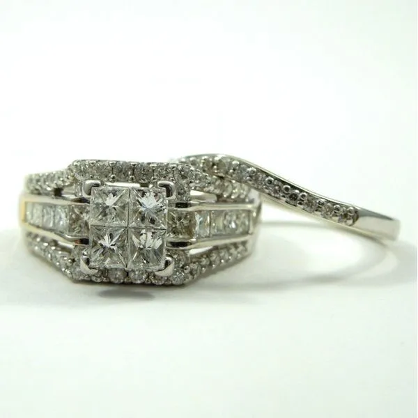 Princess Cut and Round Cut Diamond Engagement Ring and Band Set Image 2 Joint Venture Jewelry Cary, NC