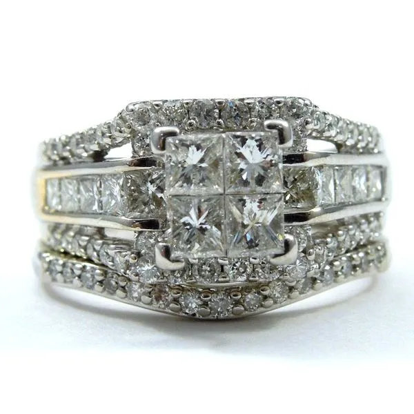 Princess Cut and Round Cut Diamond Engagement Ring and Band Set Joint Venture Jewelry Cary, NC