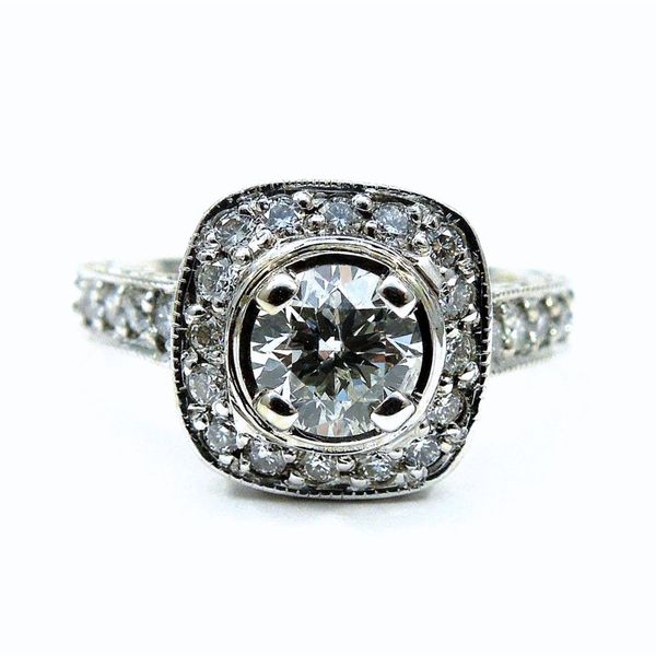 Excellent Ideal cut Halo Diamond Engagement Ring Joint Venture Jewelry Cary, NC
