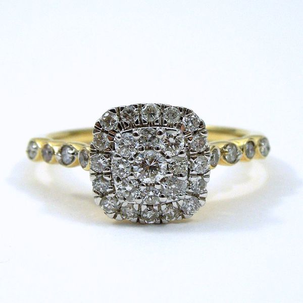 Cushion Shaped Cluster Diamond Engagement Ring Joint Venture Jewelry Cary, NC
