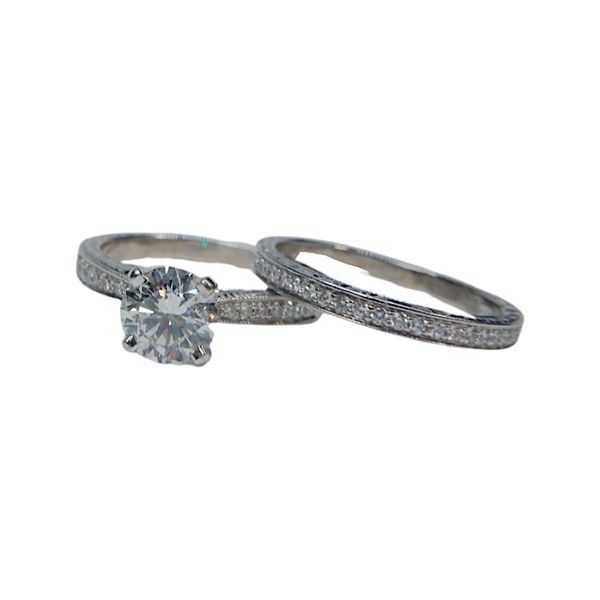 Diamond Engagement Ring and Matching Band Set Image 2 Joint Venture Jewelry Cary, NC