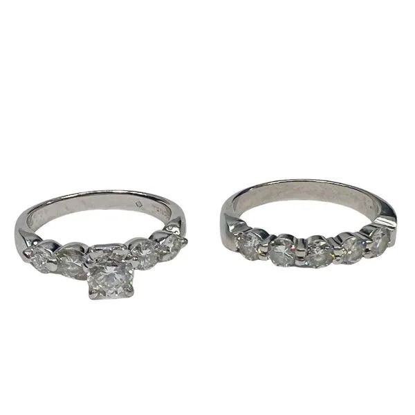 Diamond Engagement Ring and Matching Diamond Wedding Band Set Image 2 Joint Venture Jewelry Cary, NC