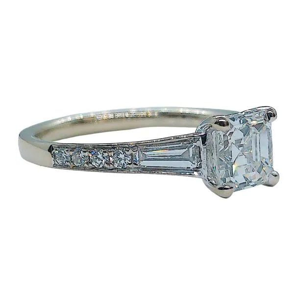 Square Emerald Diamond Engagement Ring and Wedding Band Set Image 3 Joint Venture Jewelry Cary, NC
