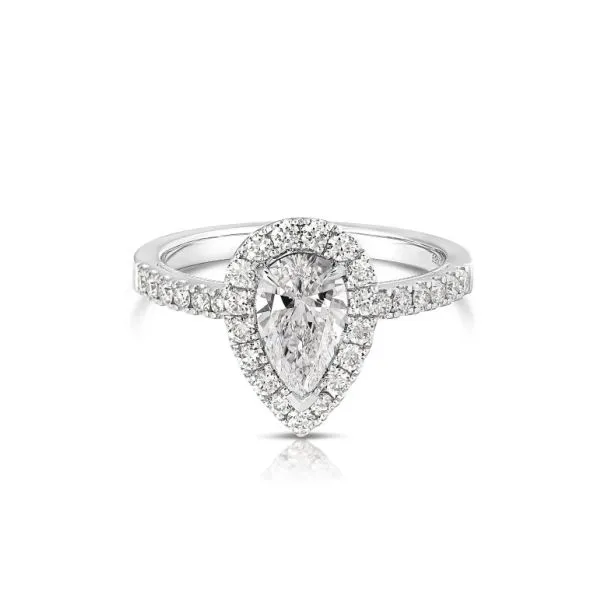 Pear Cut Diamond Halo Engagement Ring Image 2 Joint Venture Jewelry Cary, NC