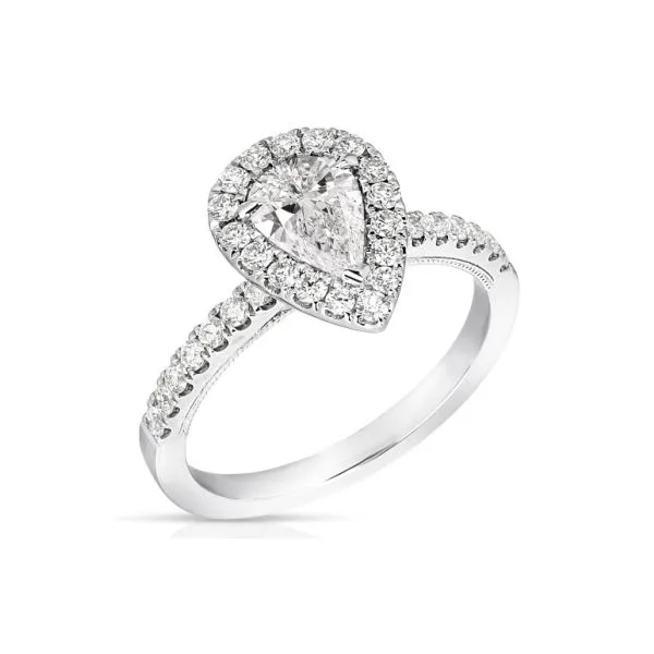 Pear Cut Diamond Halo Engagement Ring Joint Venture Jewelry Cary, NC