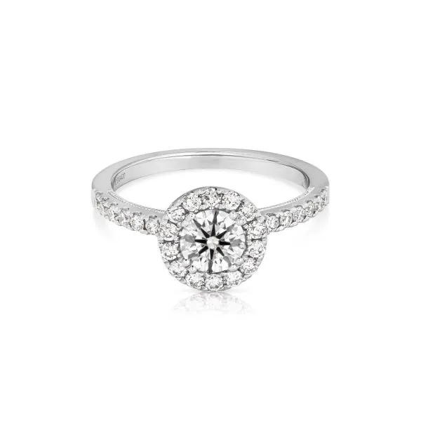 Round Diamond Halo Engagement Ring Image 2 Joint Venture Jewelry Cary, NC