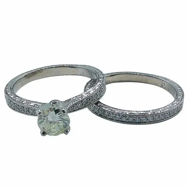 Diamond Engagement Ring and Diamond Wedding Band Set Image 2 Joint Venture Jewelry Cary, NC