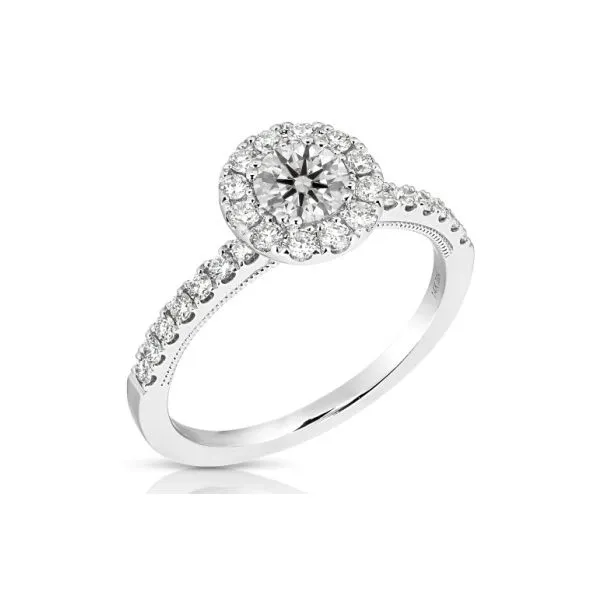 Round Brilliant Halo Diamond Engagement Ring Joint Venture Jewelry Cary, NC