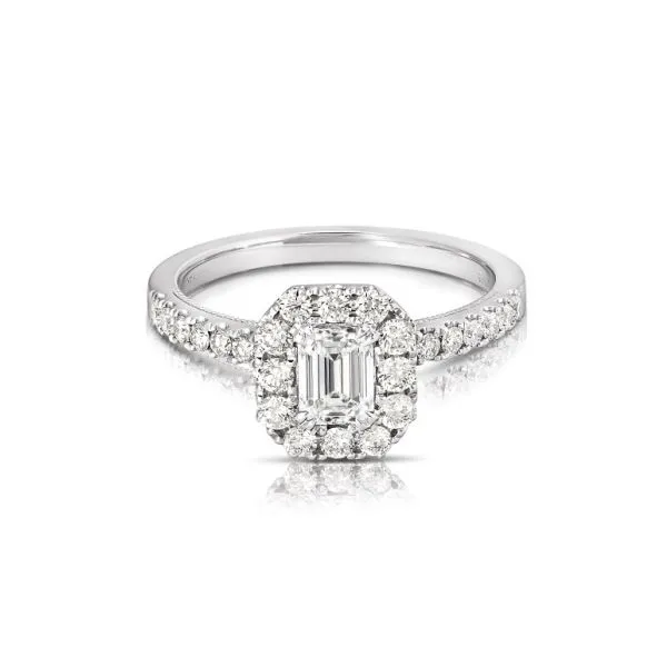 Emerald Cut Halo Diamond Engagement Ring Image 2 Joint Venture Jewelry Cary, NC