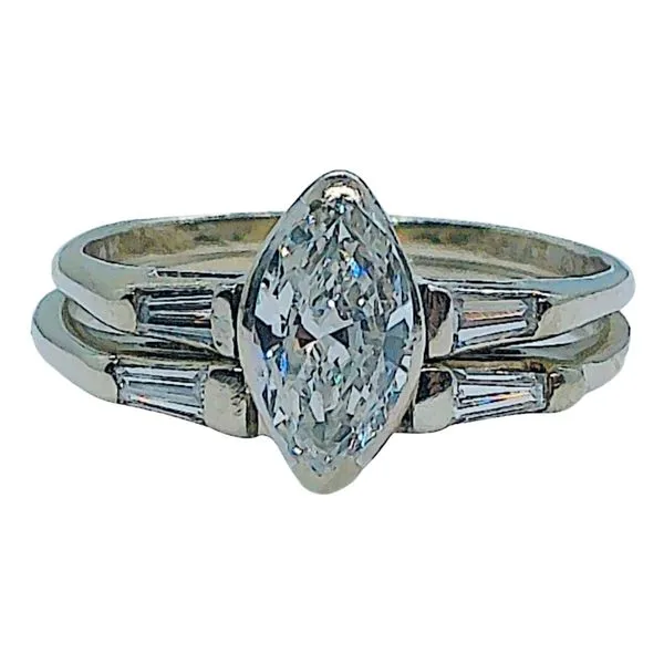 Marquise Cut Diamond Engagement Ring and Band Set Joint Venture Jewelry Cary, NC