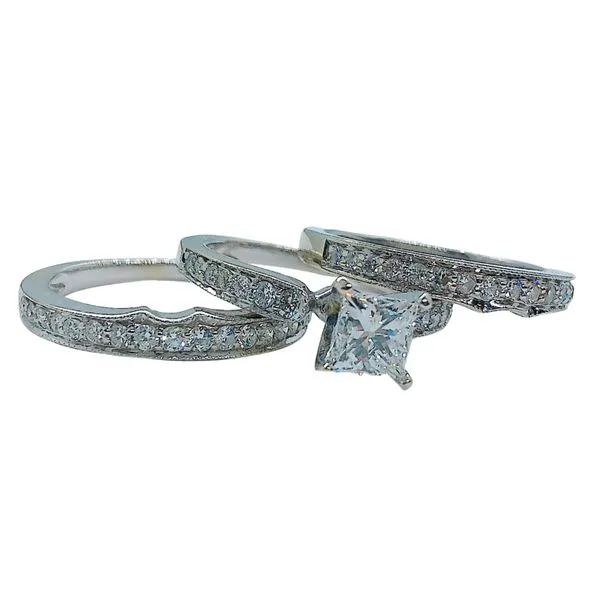Princess Cut Diamond Engagement Ring Set Image 3 Joint Venture Jewelry Cary, NC