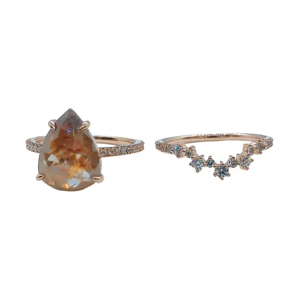 Rustic Pear Cut Diamond Engagement Ring Set Image 3 Joint Venture Jewelry Cary, NC