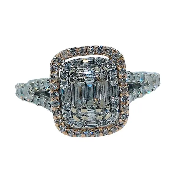 Emerald Cut Diamond Cluster Engagement Ring Image 2 Joint Venture Jewelry Cary, NC
