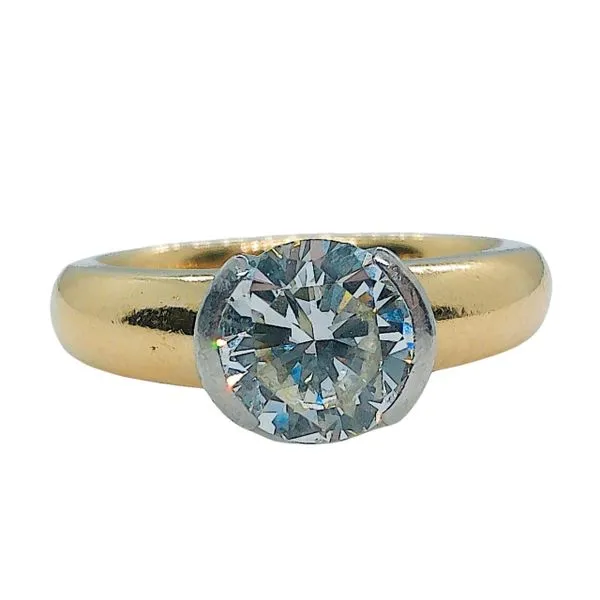 Half Bezel Diamond Engagement Ring Joint Venture Jewelry Cary, NC