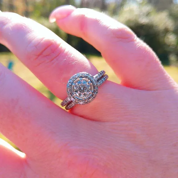 Halo Diamond Engagement Ring Set Image 4 Joint Venture Jewelry Cary, NC