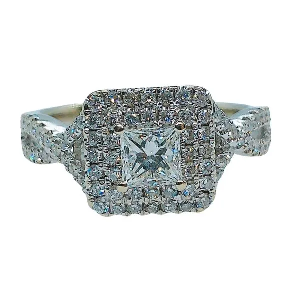 Princess Cut Diamond Halo Engagement Ring Joint Venture Jewelry Cary, NC