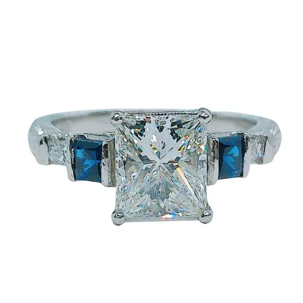 Princess Cut Diamond and Sapphire Engagement Ring Joint Venture Jewelry Cary, NC